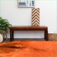 thumbnail image 5 of Accent Bench for Living Room/Entryway, Mid-Century Modern Antique Tan Genuine Leather Solid Wood | Tan | Genuine Leather, 5 of 20