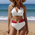 thumbnail image 3 of JoveMarine Women's Sexy Halter Bikini Set Two-Piece Swimsuit with Removable Padded Cups & Wire-Free Support for Summer Beach Vacation and Pool Party White XL, 3 of 7