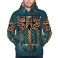 thumbnail image 3 of Zufioo Owl In Blue Design Fleece Comfortable Hoodie for Mens,Sweatshirt for Men,Pullover Hooded Sweatshirt for Men -X-Large, 3 of 5