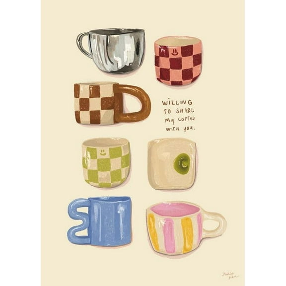 Loïs Langenberg - Willing To Share My Coffe With You Print Wall Art, Modern Wall Decor For Living Room Bedroom, 8x12 UNFRAMED