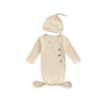 thumbnail image 1 of Diconna 0-3 Months Newborn Baby Sleeping Bag Hat Set Ribbed Solid Color Long Sleeves Wearable Blankets Sleep Sack, 1 of 8