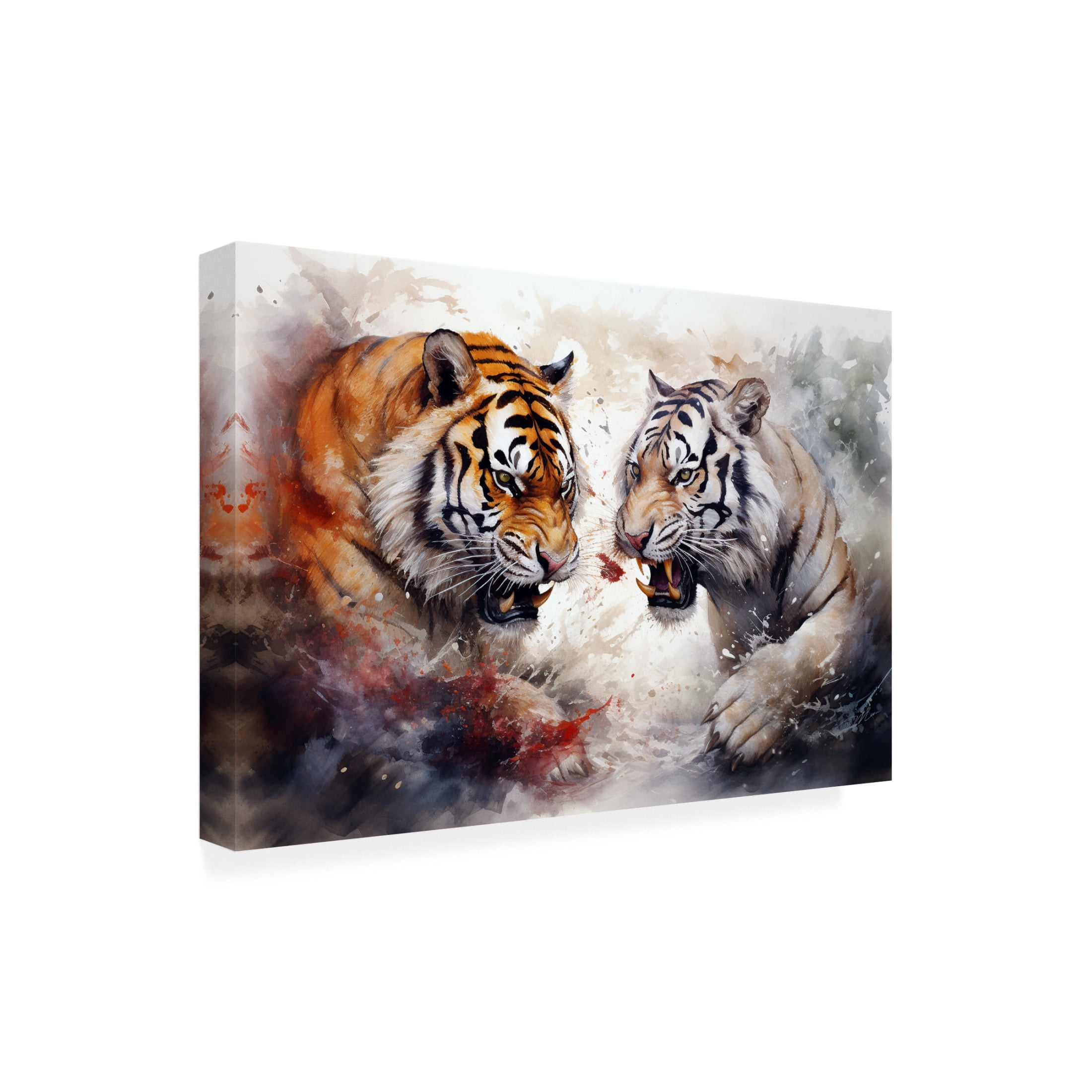 Canvas Wall Art - Momart 'Wild Life Of Predators In Watercolor 10' Wall Art for Living Room, Bedroom, or Office Décor by Trademark Fine Art - 24 x 16 Inches