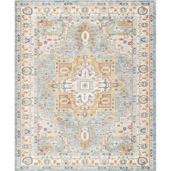 Pasargad Home  9 x 12 ft. Heritage Design Power Loom Area Rug - Light Blue