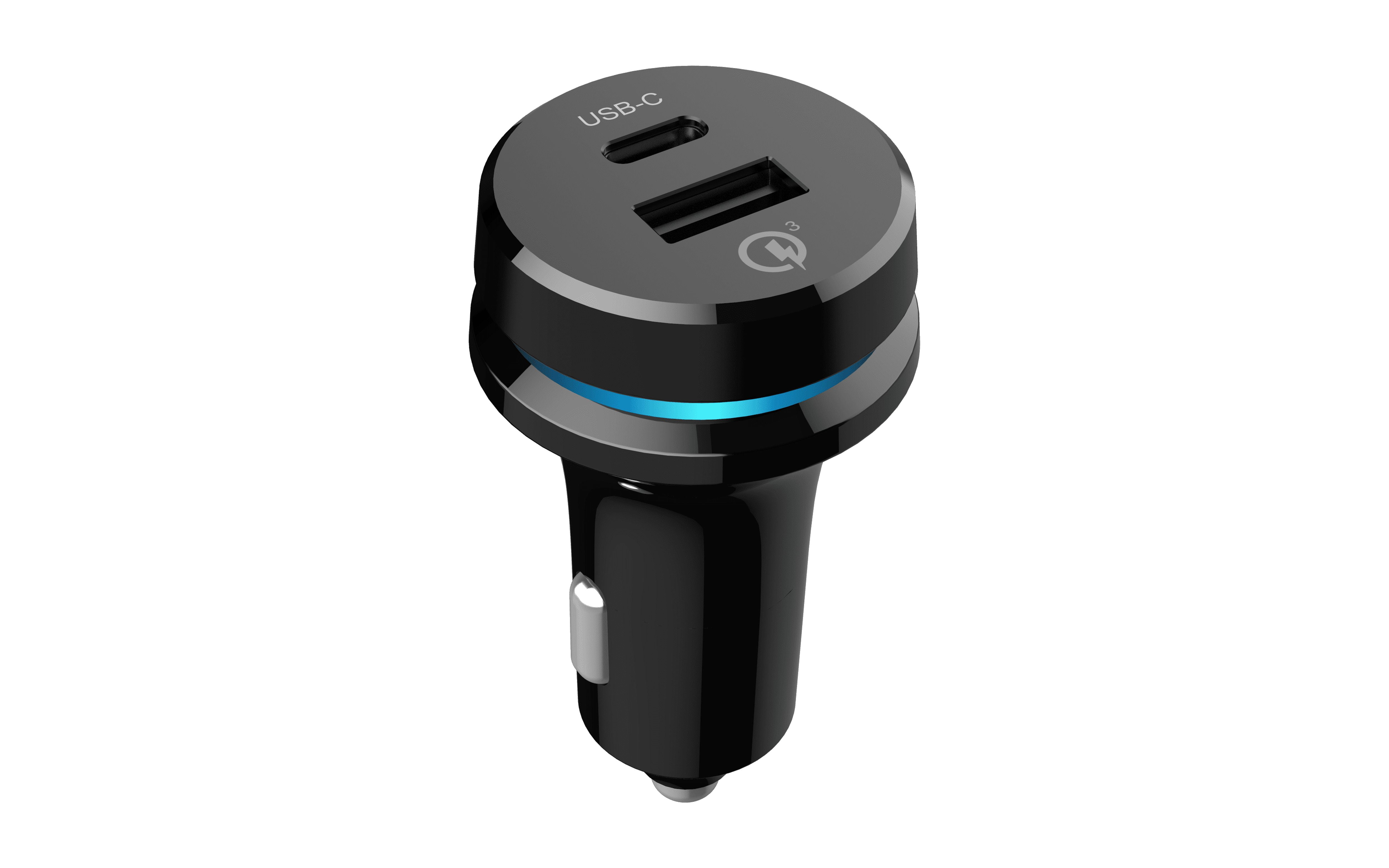 (4 pack) Auto Drive Quick Charge 3.0 Car Charger with Blue and Red Pulsing Light, 36W Charging Ports