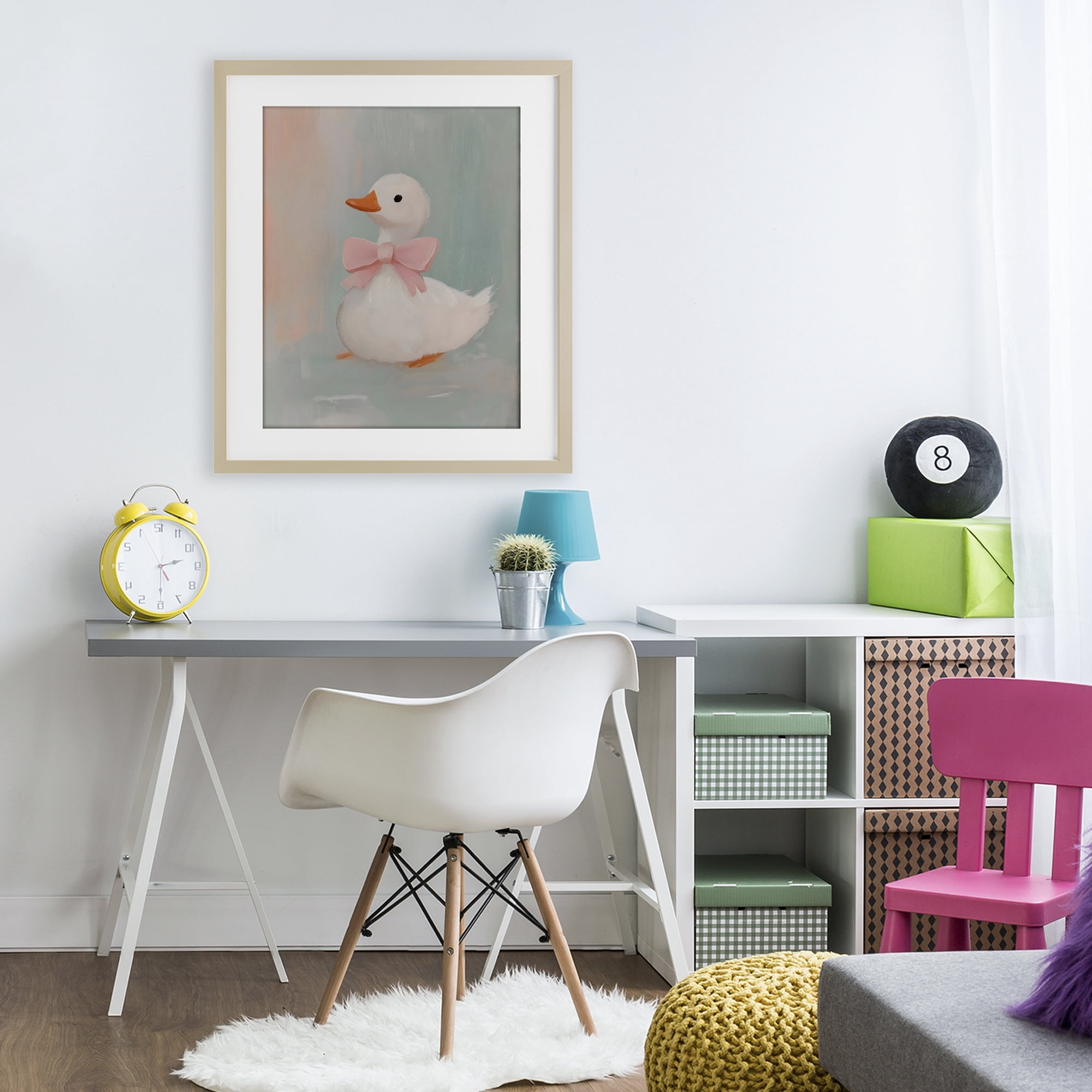 Stupell Industries Duckling Portrait with Bow Birch Framed Print Under Glass, design by The Prints Vibe