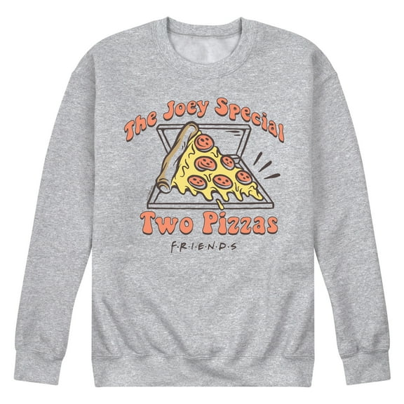 Friends - The Joey Special Two Pizzas- Men's Long Sleeve Crew Fleece Sweatshirt