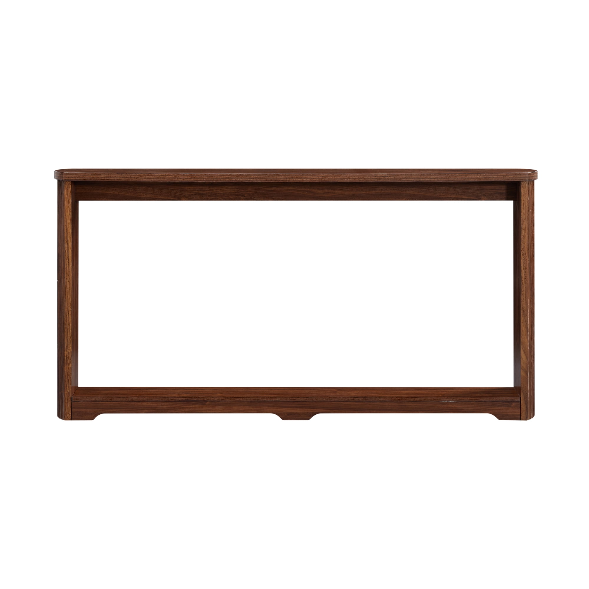 Long Fluted Console Table, Narrow Sofa Table Behind Couch with Arc Corner Design for Entryway, Industrial Farmhouse Hallway Table for Living Room, Foyer