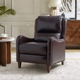thumbnail image 6 of Tina's Home Genuine Leather Recliner Chair Push Back Upholstered Armchair Wingback Lounge Sofa Wood Leg Home Decor Living Room Bedroom Espresso, 6 of 8
