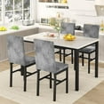 thumbnail image 3 of MIERES Dining Table Set for 4, Modern 5 Piece Dining Table Set, Faux Marble Kitchen Table and 4 Velvet Upholstered Chairs for Apartments, Dining Rooms, Small Spaces, Beige/Gray, 3 of 9