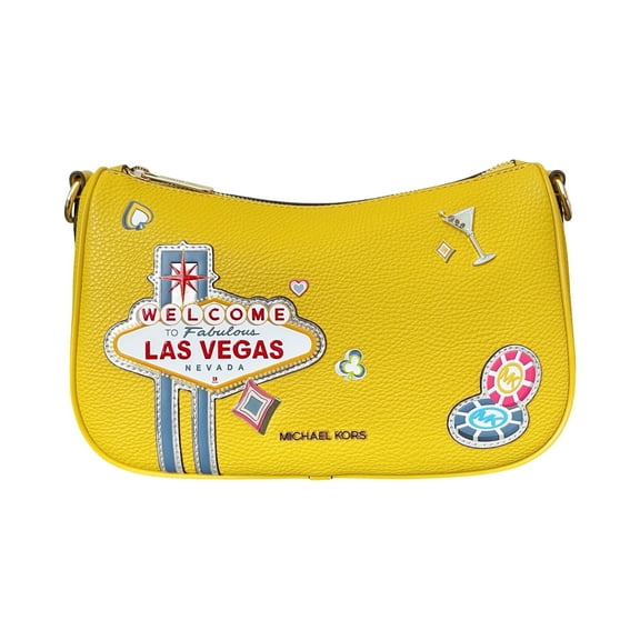 Michael Kors Women's Carmela Medium Embellished Leather Crossbody Bag – Fabulous Las Vegas Edition (Honey)