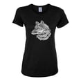 thumbnail image 2 of Black and White Mosaic Retro Snow Wolf Animal Lover Womens Graphic T-Shirt, Black, Small, 2 of 4
