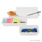 Mind Reader 3 Piece Thin Rectangle Storage Compartment Organizer Set, Gray