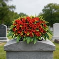thumbnail image 5 of Roiihwy Memorial Day Decor Artificial Satin Saddle Flower, Tombstone Decoration, Cemetery Grave Memorial Flower, 23.6in Red, 5 of 7