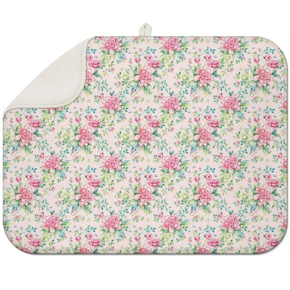Microfibre Drying Mat for Kitchen Pioneer Dish Drying Drainer Mat Absorbent Colorful Floral Drying Mat Washing Up for Glass, Plate & Cup 18inch X 24inch