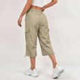 thumbnail image 6 of Women's Capri Cargo Pants, Elastic Waist Cropped Hiking Pants for Women, Lightweight Quick Dry Jogger Trousers with Multi Utility Pockets, Adjustable Capri Length Streetwear Travel Pants Coffee XXXL, 6 of 9