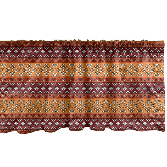 Ambesonne Tribal Window Valance, Retro Motifs, 54" X 18", Ruby Apricot