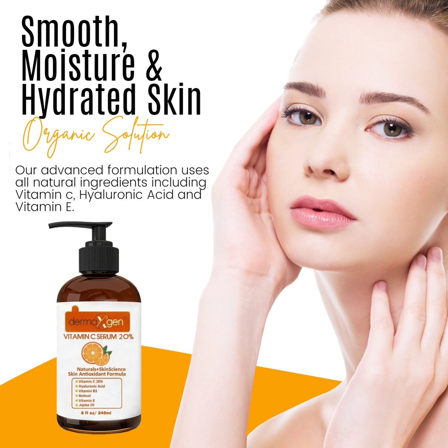 Dermaxgen® PURE ORGANIC Vitamin C 20% + Retinol + Hyaluronic Acid ANTI-AGING SERUM - 8 FL OZ