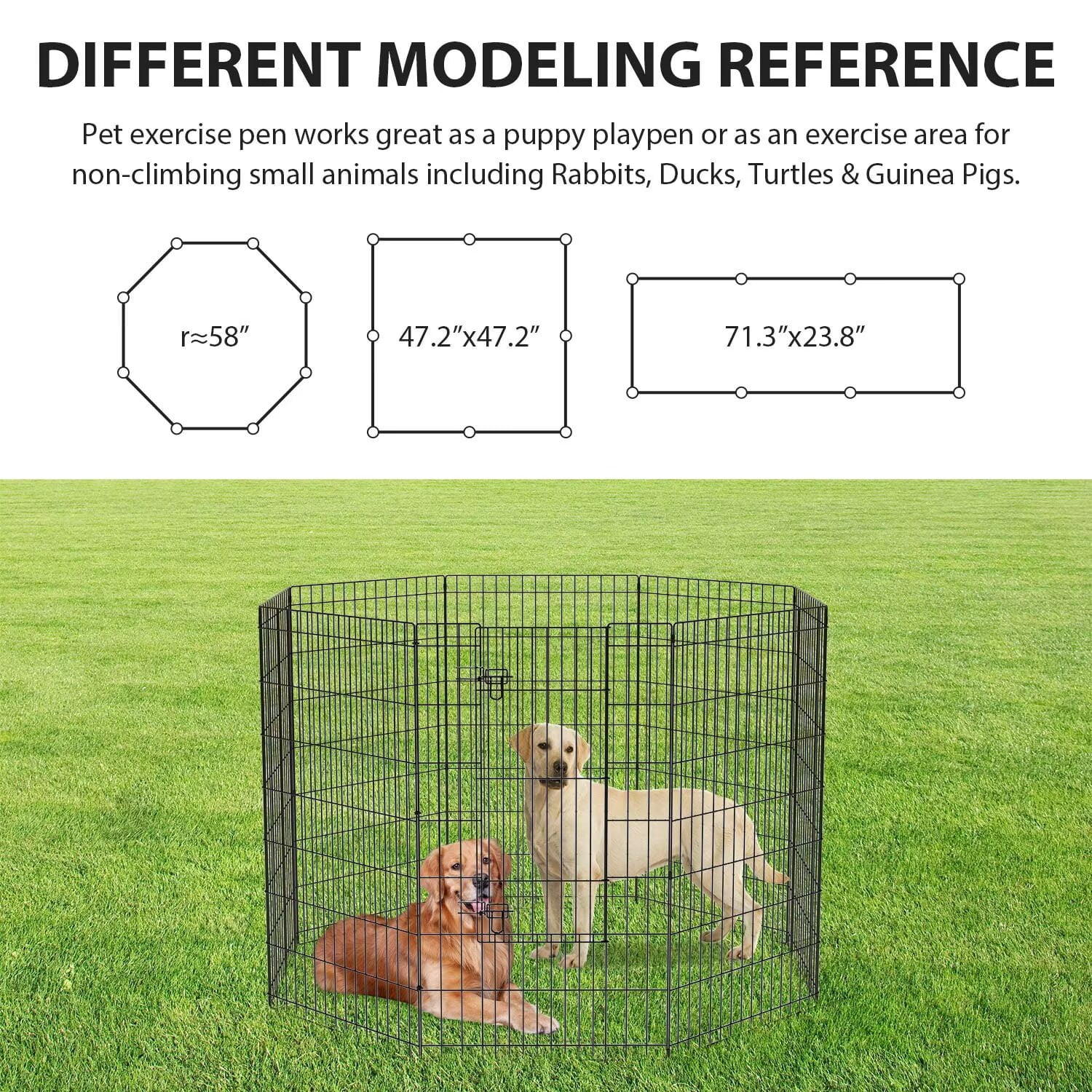 YRLLENSDAN,42In,8 Panel,Outdoor Dog Fence,Puppy Play Pen for Indoors,Dog Play Pen Indoors,Easy To Assemble and Store,Foldable,Black