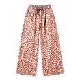 thumbnail image 5 of Leopard Print Sweatpants Women High Elastic Waist Wide Leg Pants with Drawstring Side Pockets Casual Relaxed Fit Trousers, 5 of 5