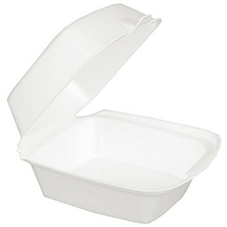 Rectangular Hinged Lid - Dart 60HT1, 8x6x3-Inch Performer White Rectangular Sandwich Foam Container With A Hinged Lid, Carryout Food Disposable Snack Containers (50)