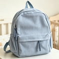 thumbnail image 2 of CUZIBR Striped Corduroy Backpack Lightweight Soft Casual Rucksack With Zipper Tassels Padded Adjustable Shoulder Straps Multi Compartment Book Bag For Students Daily School Shopping, 2 of 4