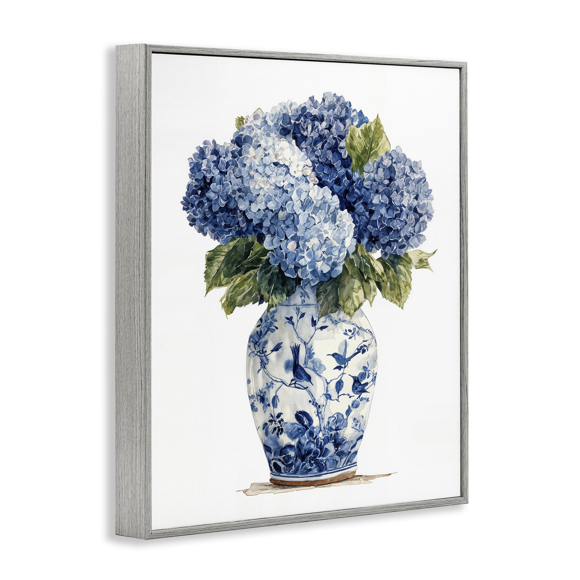 Stupell Industries Blue Hydrangeas in Porcelain Gray Framed Giclee Art, design by Imagine It Images