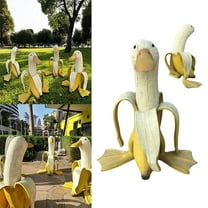 Eummy 1/2 pcs Creative Art Banana Duck Statue Cute Decorative Figurine Sculpture Garden Yard Outdoor Ornament