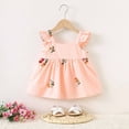 thumbnail image 2 of Toddler Girls Cotton Dress Ruffled Sleeve Summer Cute Dress with Strawberries Prints (18 Months, Pink-Flower), 2 of 3