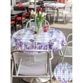 thumbnail image 5 of Outdoor Tablecloth with Umbrella Hole for Patio/Picnic/Party/Camping, Purple Flowers Waterproof Table Cloth Round Cover Washable, Weeping Spring Floral Checkered Pastoral (Dia 60"), 5 of 8