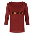 thumbnail image 3 of Women's Casual Crewneck T-Shirts Halloween Black Cat Jack-o-Lantern Graphic Print Long Sleeve Tops Comfortable Fall Pullover Tees Festive Party Clothing, 3 of 5