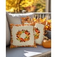 thumbnail image 4 of Decorative Throw Pillow Covers 18x18 Inch Set of 2 Pumpkin Orange Fall Decor Pillow Cases for Couch, Yellow Maple Leaves Cushion Case for Living Room Bedroom Bed Car Chair, 4 of 9