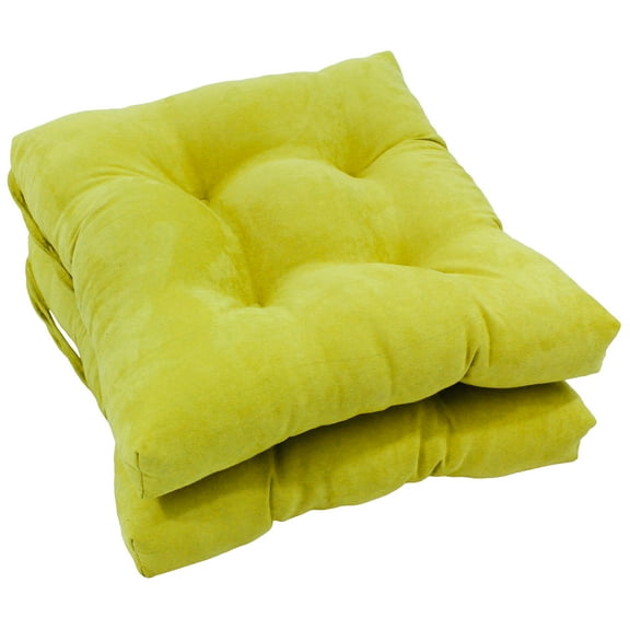 16-inch Solid Micro Suede Square Tufted Chair Cushions (Set of 2) - Mojito Lime