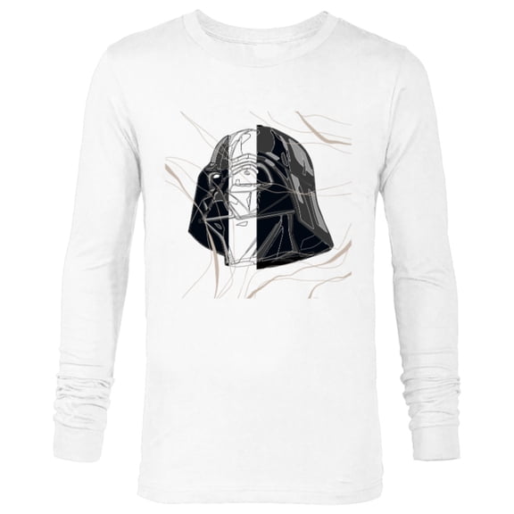 Star Wars Darth Vader Helmet in Windswept Lines - Long Sleeve T-Shirt for Men - Customized-White