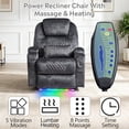thumbnail image 4 of Power Recliner Chair with Massage and Heat, Electric Recliners with LED Lights, Lumbar Pillow, Cup Holders, Side Pocket, USB Port, Home Theater Seating for Living Room, Gray, 4 of 8