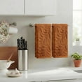 thumbnail image 5 of Sm:)e 2PC Leaves Jacquard Towel 13x30 Inches, 100% Cotton Quick-Dry High Absorbency Luxury Bath Towel, Camel, 5 of 8