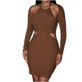 thumbnail image 1 of Moda mujer sexy color sólido hombro manga larga vestido regular Fridja yut4964, 1 of 8