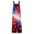 thumbnail image 5 of JULMCOMO 4th of July Jumpsuits for Women USA Flag Cotton Linen Red White Blue Overalls 250th Year Sleeveless Button Straps 1776 Jumpsuits with Pockets Royal Blue L, 5 of 6
