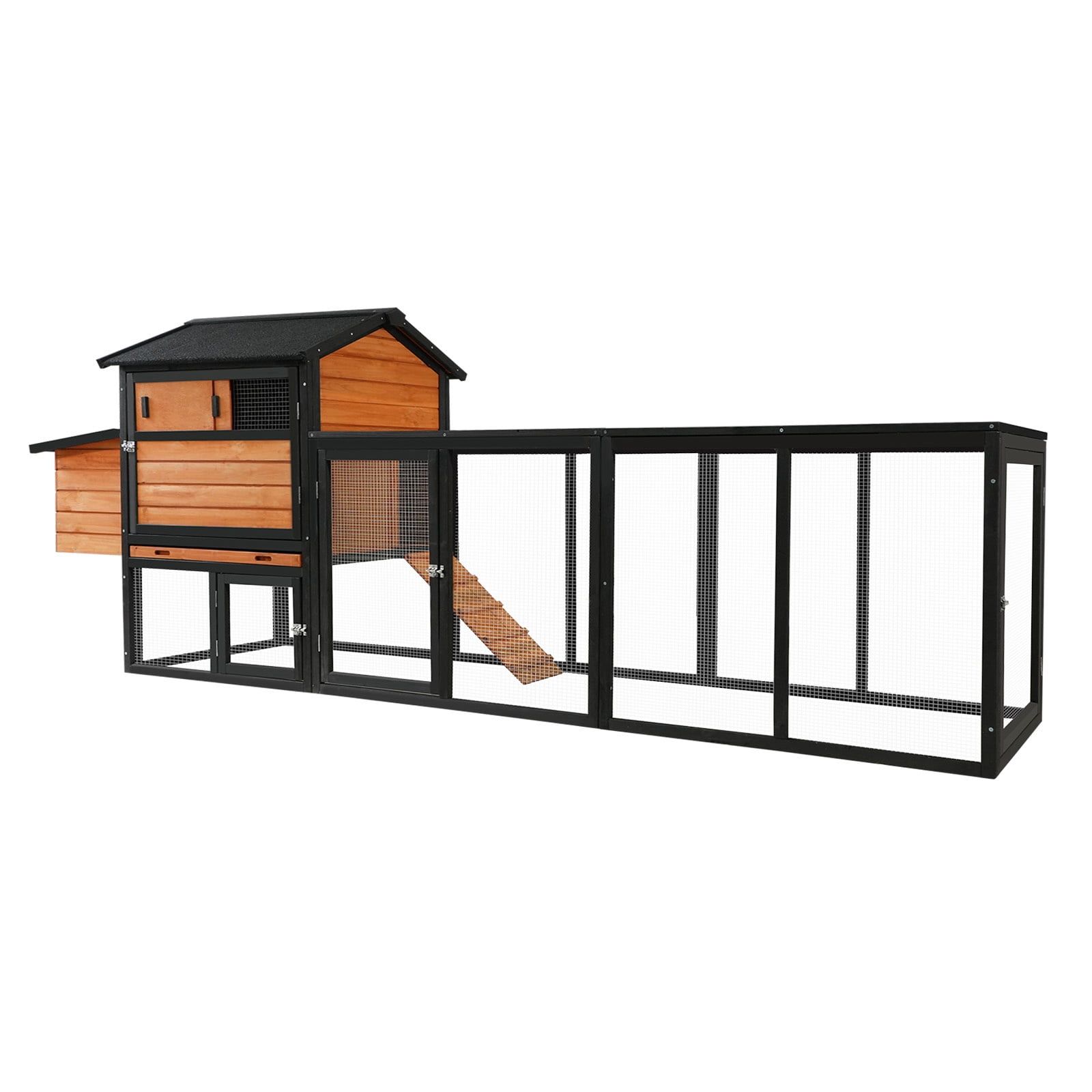 Large Wooden Chicken Coop with Outdoor Run - Waterproof & Anti-UV Hen House, Rabbit Hutch, Poultry Cage with Nesting Box