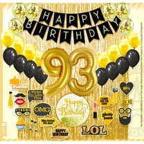 93rd Birthday Decoration Black and Gold for Boy & Girl, 93rd Cake Topper, 93rd Party Supplies for Her and Him, 93rd Birthday Photo Props