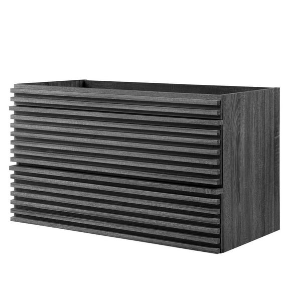 Vanity Cabinet (Sink not included), Dark Grey Gray, Wood, Mid Century Hotel Bedroom Bathroom, Modern Contemporary HB33335