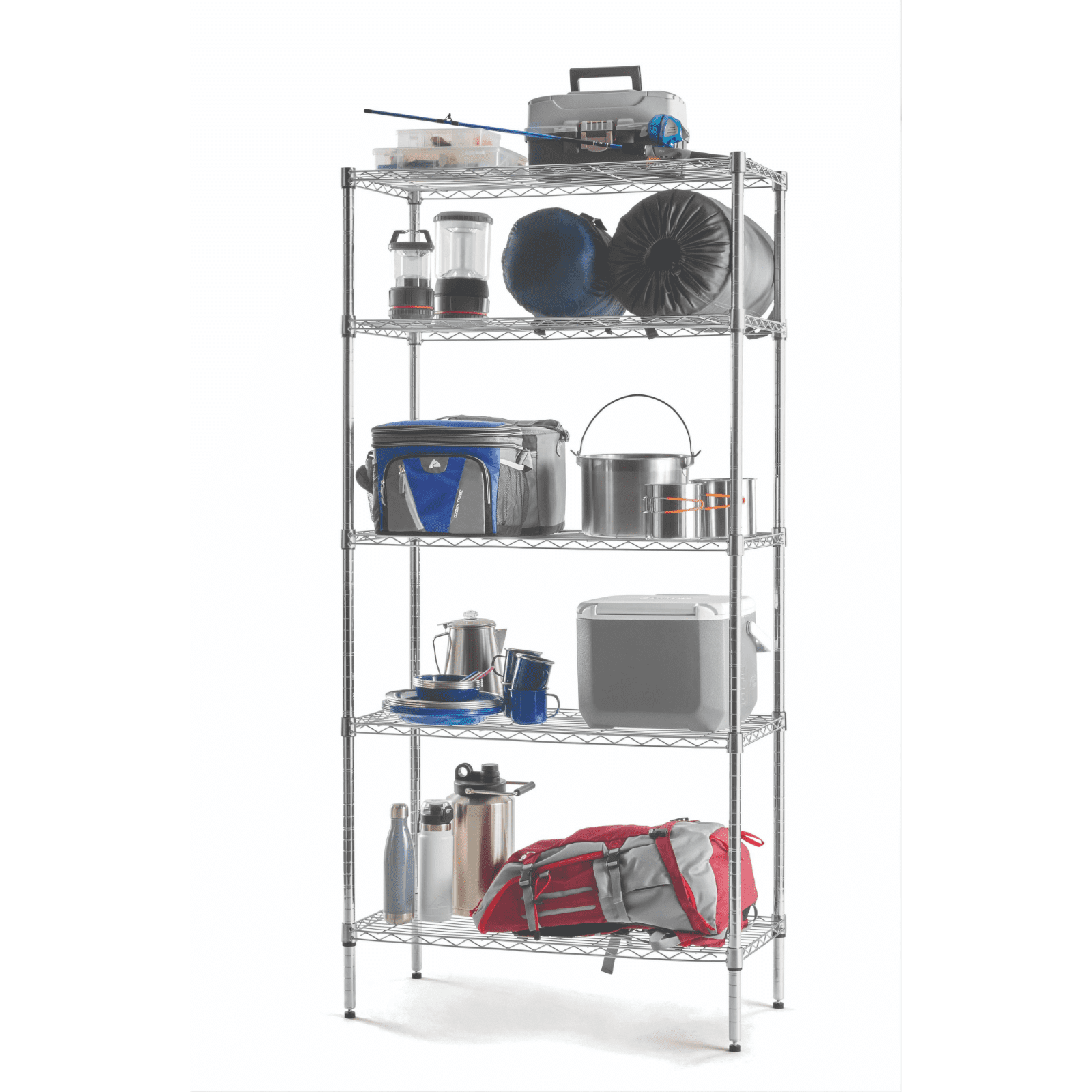 Hyper Tough 5-Tier Wire Storage Shelves, 36"W x 16"D x 72"H, 1750 lb Load Capacity, Chrome