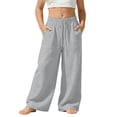 thumbnail image 2 of Hurxie Girls Wide Straight Leg Loose Sweatpants Elastic Waist Casual Jogger Pants with Pockets Gray,7 Years, 2 of 7