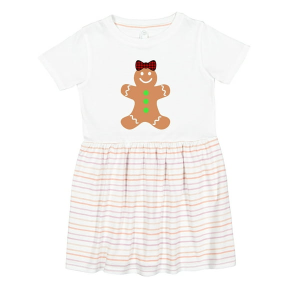Inktastic Cute Gingerbread Girl with Red Plaid Bow Girls Toddler Dress