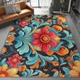 thumbnail image 1 of Area Rugs 2 X 3 ft Rug for Living Room Soft Non Slip Rug Low Pile Retro Floral Bohemian Printed Area Rugs Bedroom Farmhouse Dining Room, Home Decor Indoor Red Blue, 1 of 7