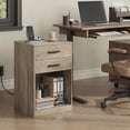 thumbnail image 3 of GALAXHERO Nightstand Set of 2 with Charging Station and 2 Drawers, Wood Bedside Table End Table with Open Shelf for Bedroom, Living Room, Greige, 3 of 10