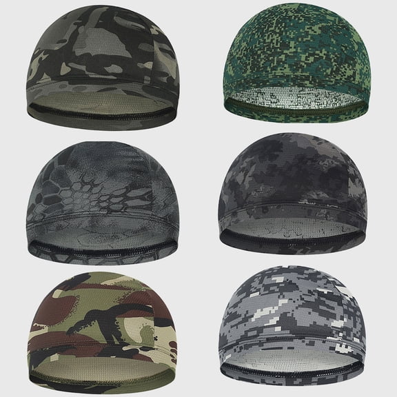OQRKI 6 Pieces Cooling Skull Caps Helmet Hard Hat Liner Sweat Wicking Running Beanie Cycling for Men Women Breathable Comfort Skull Cap