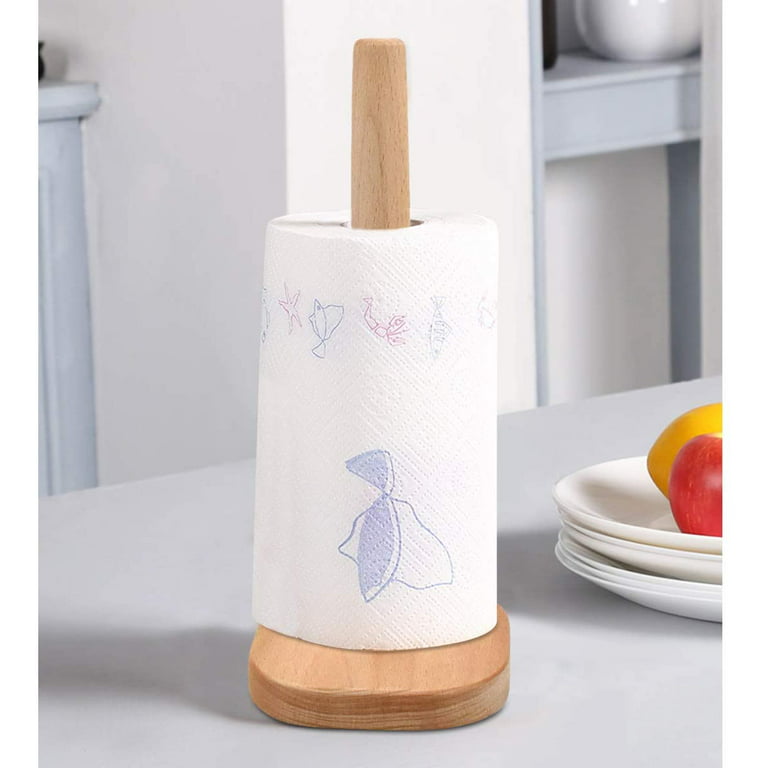 Wooden Paper Towel Holder, 29Cm Standing Kitchen Roll Holder Paper