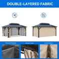 thumbnail image 2 of Dextrus 10x13FT Double Roof Hardtop Gazebo with Nettings&Shaded Curtains,Outdoor Polycarbonate Gazebo with Aluminum Frame for Patio, Backyard, Deck, and Lawns - Brown, 2 of 5