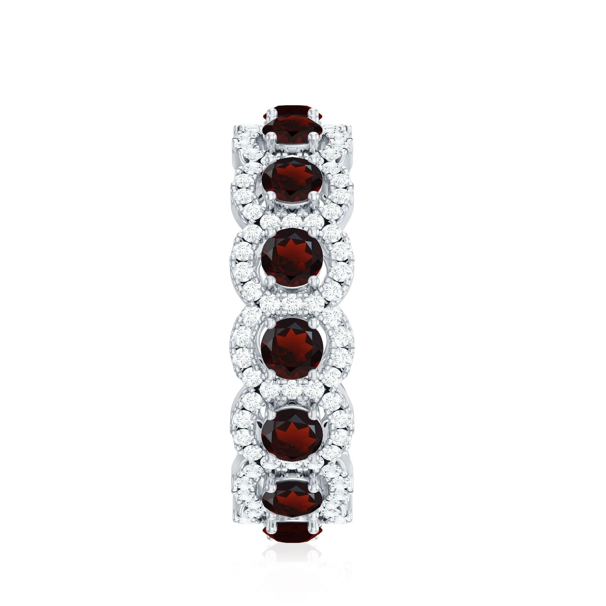 Natural Garnet 3.60 Ctw Round Gemstone 925 Sterling Silver Halo Ring for Women | Wedding, Engagement Bridal Rings | Mothers Day Gift