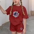 thumbnail image 4 of Zynoxe Girls and Boys 2-Piece Outfit Sets Casual Round Neck Short Sleeve 4th of July Tops and Shorts Soft Breathable Loose Summer Outfits Red1 14 Years, 4 of 6